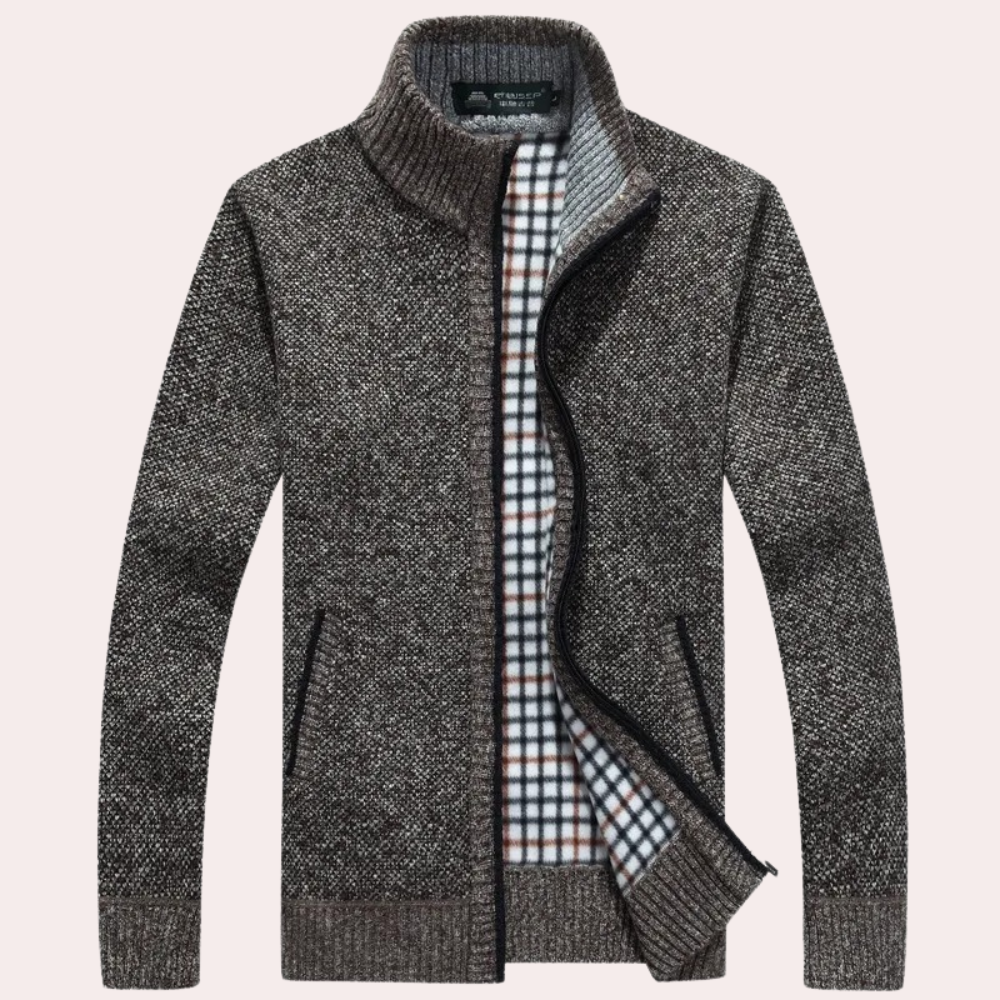 Men's zip up knitted cardigan