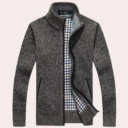 Men's zip up knitted cardigan