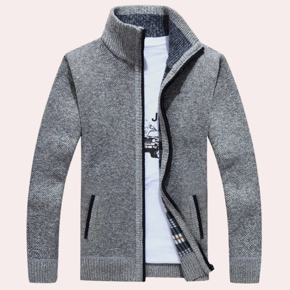 Men's zip up knitted cardigan