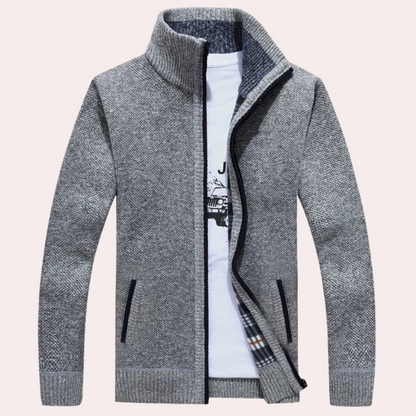 Men's zip up knitted cardigan