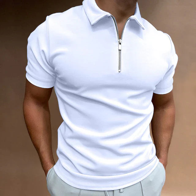Men's Casual Zippered Polo Shirt for Everyday Wear and Fashion
