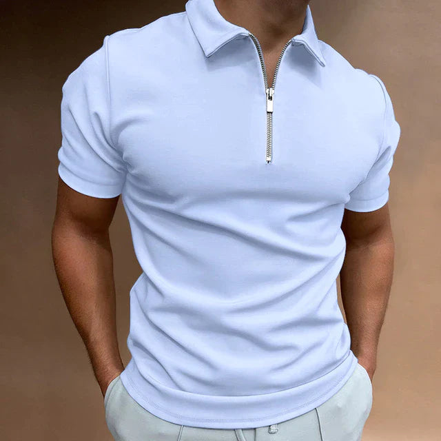 Men's Casual Zippered Polo Shirt for Everyday Wear and Fashion