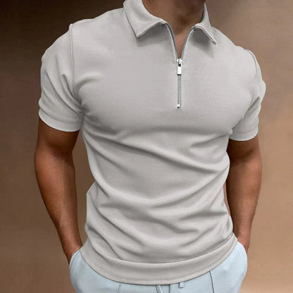 Men's Casual Zippered Polo Shirt for Everyday Wear and Fashion