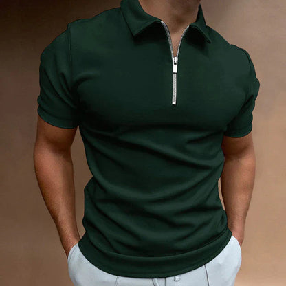 Men's Casual Zippered Polo Shirt for Everyday Wear and Fashion