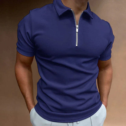 Men's Casual Zippered Polo Shirt for Everyday Wear and Fashion