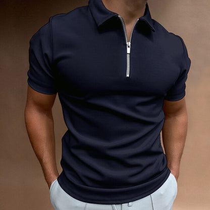 Men's Casual Zippered Polo Shirt for Everyday Wear and Fashion