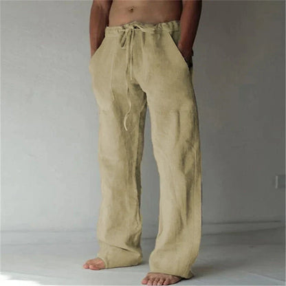 Men’s Lightweight Breathable Baggy Linen Summer Trousers Loose Fit
