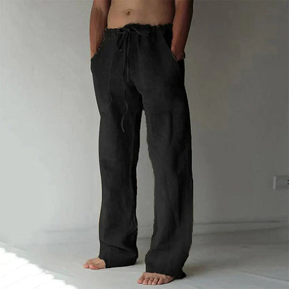 Men’s Lightweight Breathable Baggy Linen Summer Trousers Loose Fit