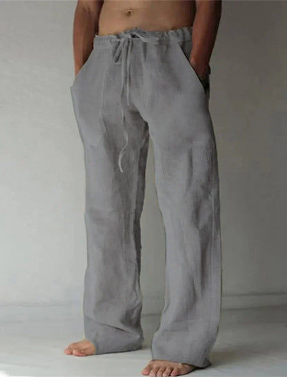 Men’s Lightweight Breathable Baggy Linen Summer Trousers Loose Fit