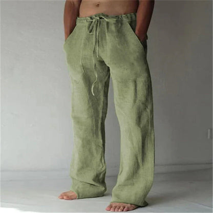 Men’s Lightweight Breathable Baggy Linen Summer Trousers Loose Fit