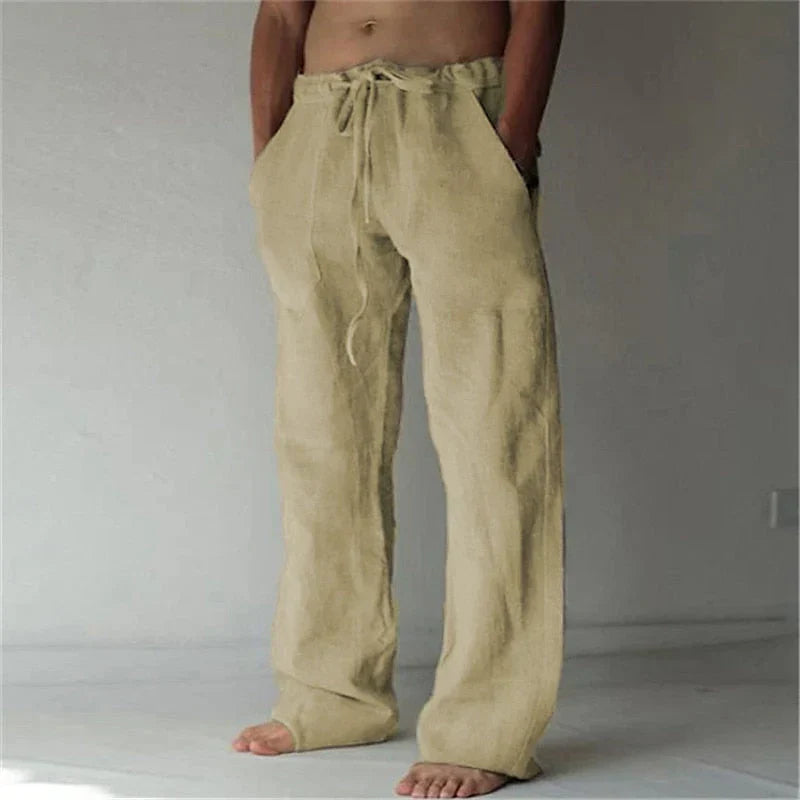 Men’s Lightweight Breathable Baggy Linen Summer Trousers Loose Fit
