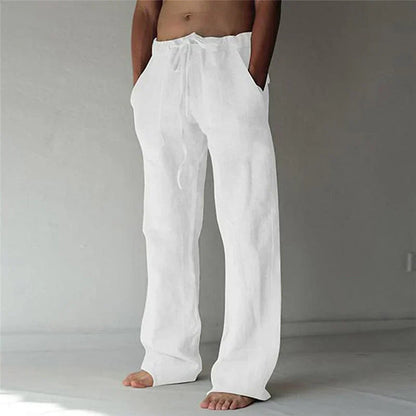 Men’s Lightweight Breathable Baggy Linen Summer Trousers Loose Fit