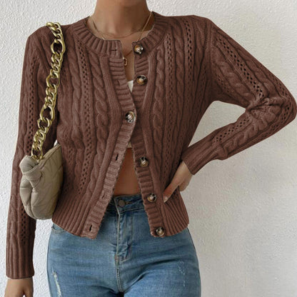 Women's cable knit designed cardigan - acrylic