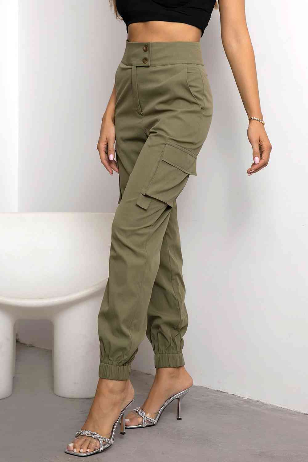 Women's cargo trousers - fabric blend