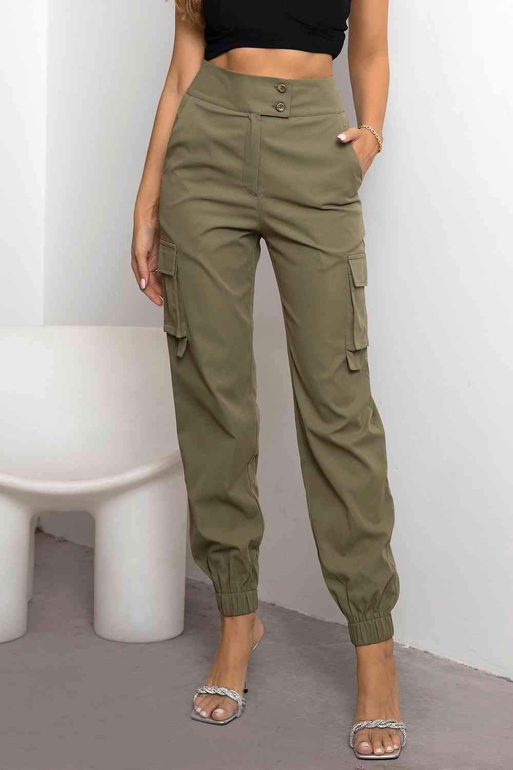 Women's cargo trousers - fabric blend