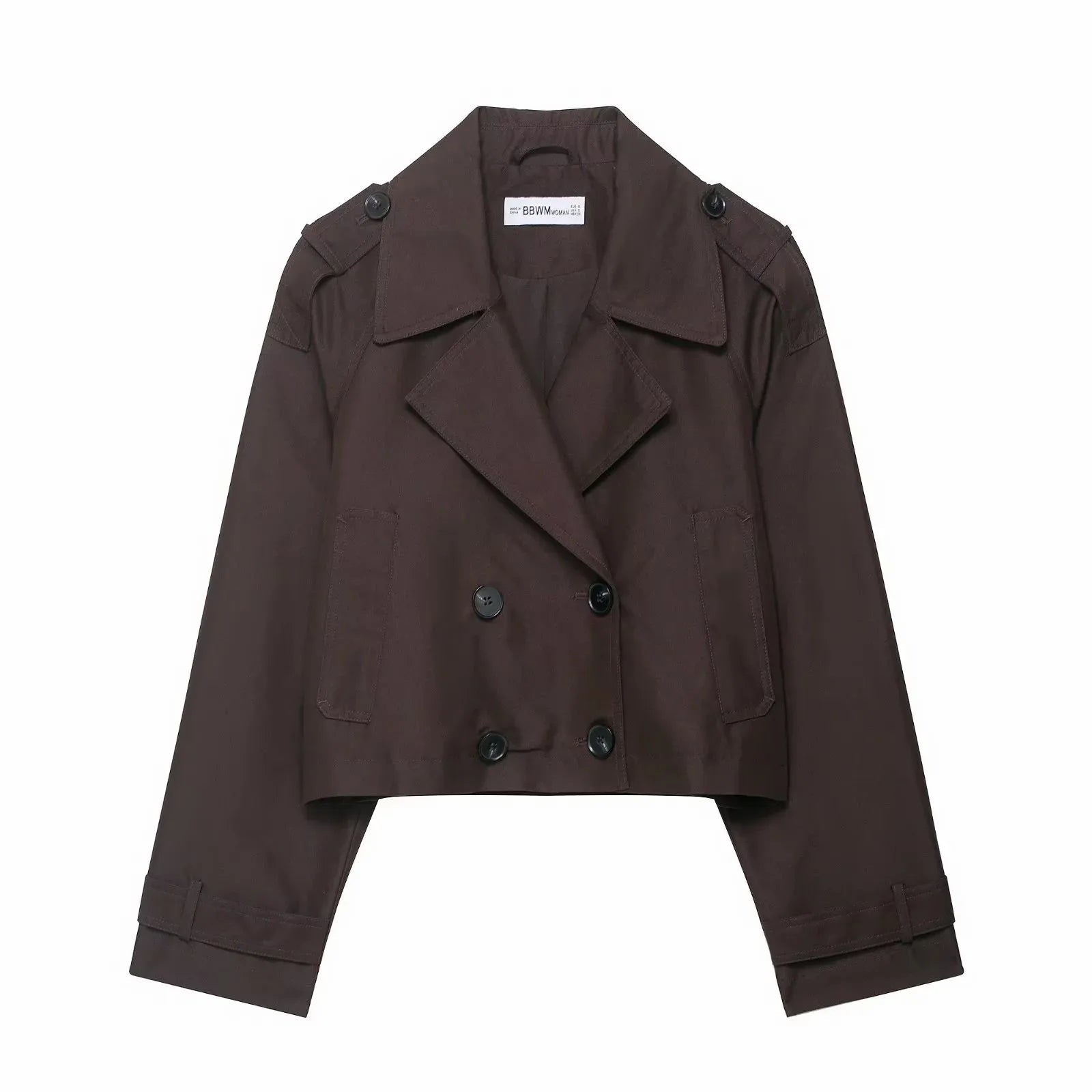 Women's double breasted trench coat with pockets – stylish autumn winter office jacket