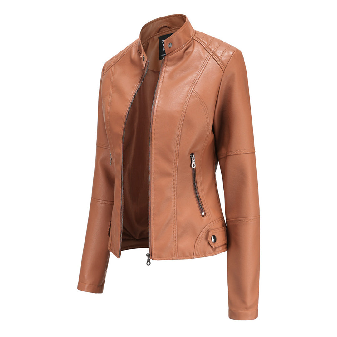 Women's leather biker jacket