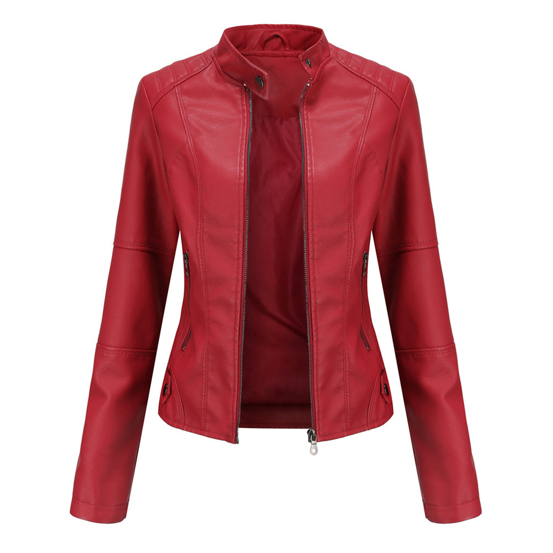 Women's leather biker jacket