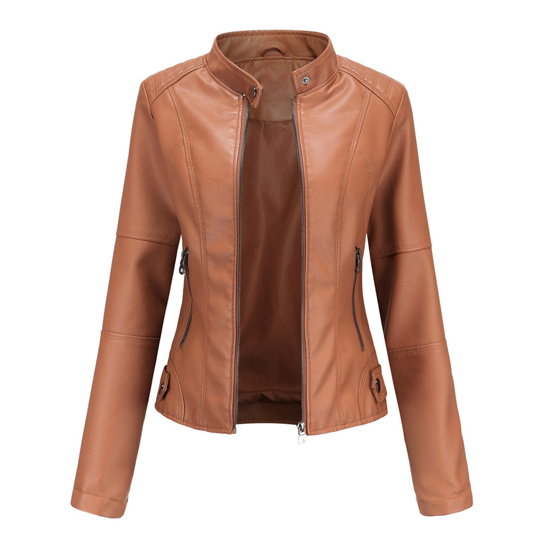 Women's leather biker jacket