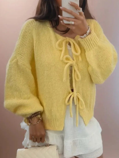 Women's long knitted cardigan