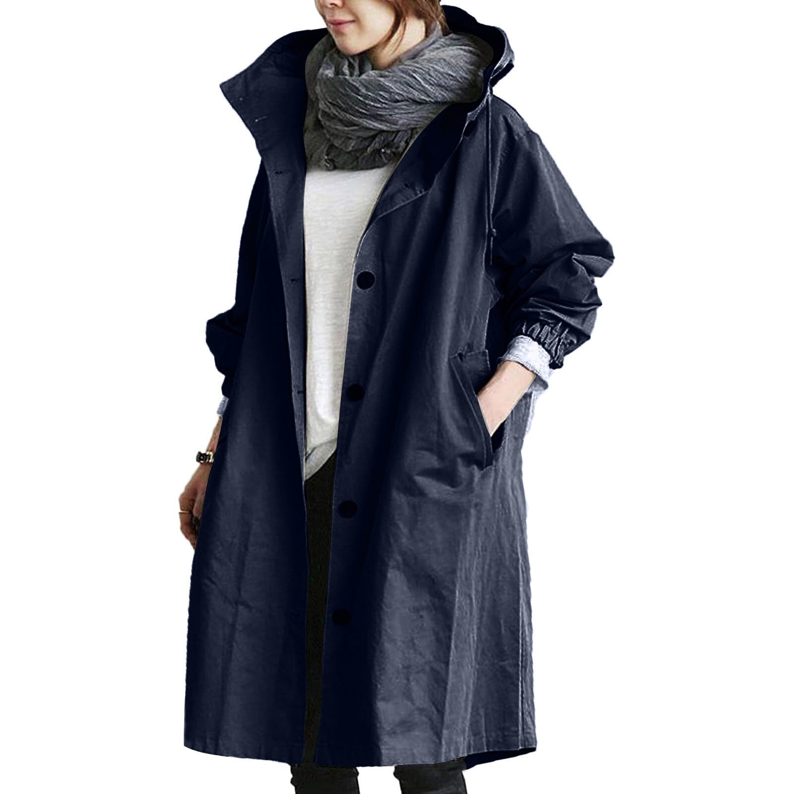 Women's long stylish waterproof jacket