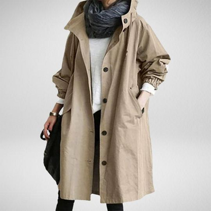 Women's long stylish waterproof jacket