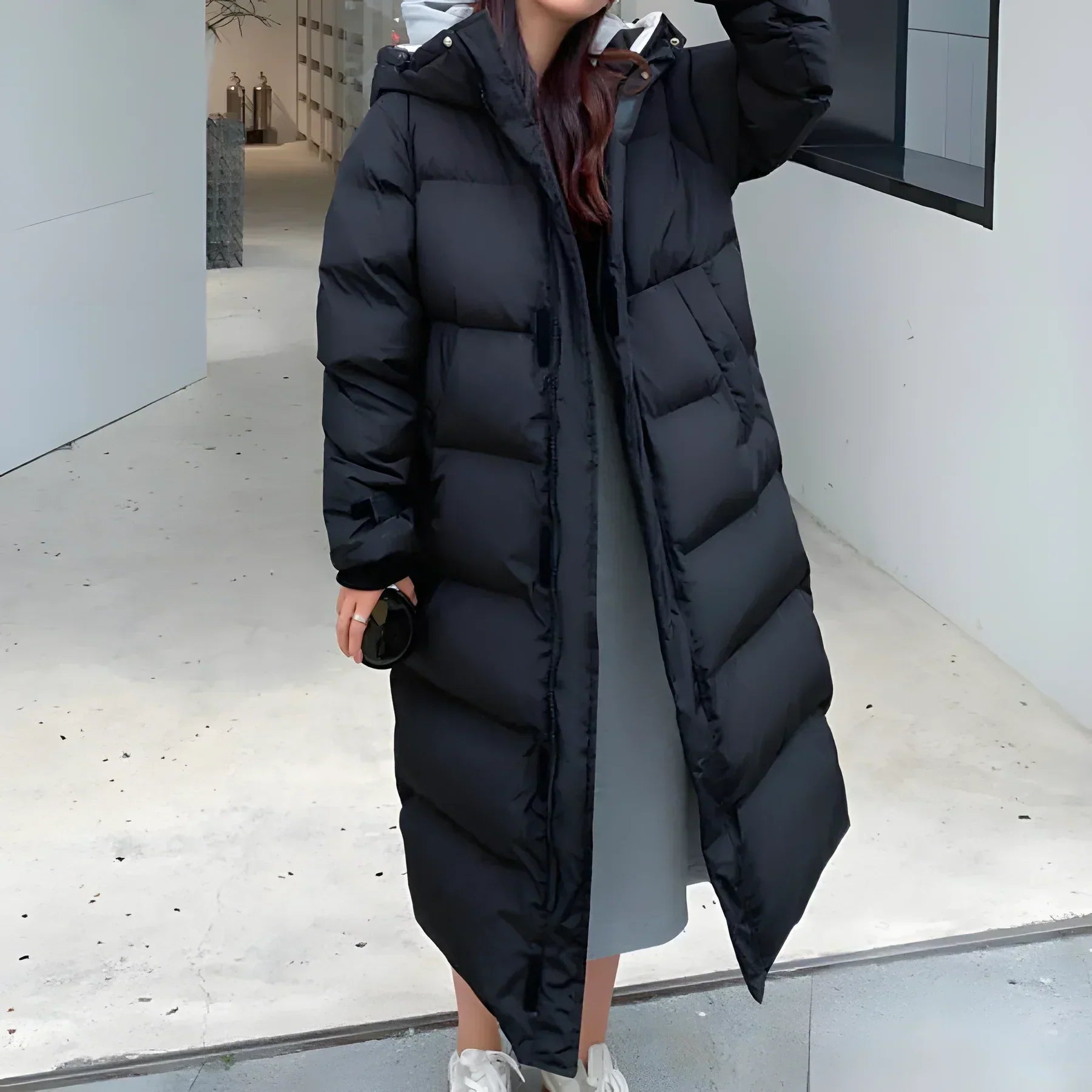 Women's long padded puffer jacket