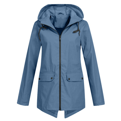 Women's long waterproof jacket - breathable