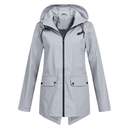 Women's long waterproof jacket - breathable