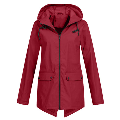 Women's long waterproof jacket - breathable