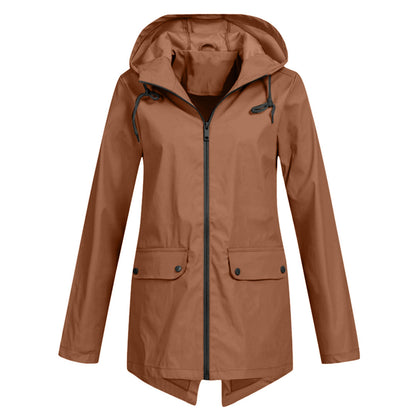 Women's long waterproof jacket - breathable