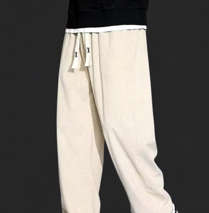 Men's Relaxed Fit Corduroy Trousers with Drawstring Waist