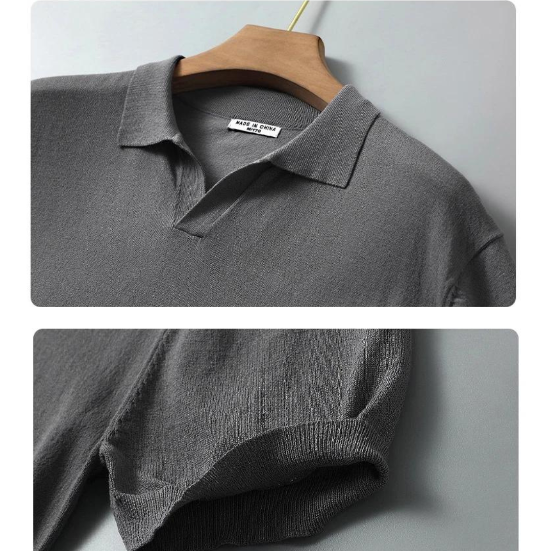Men's Relaxed Fit Button-Free Polo Shirt Soft Breathable Casual Top