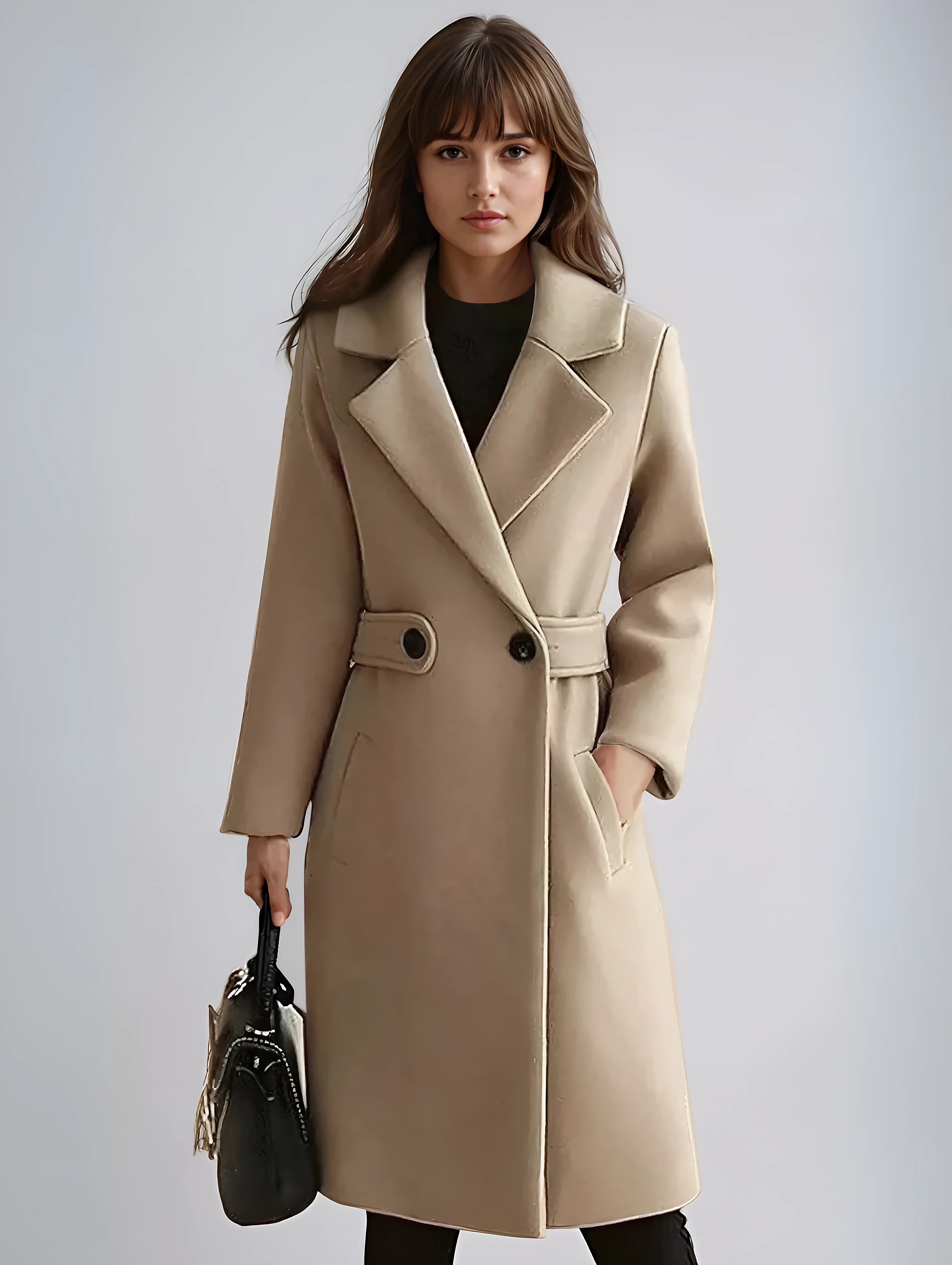 Women's trench coat camel polyester