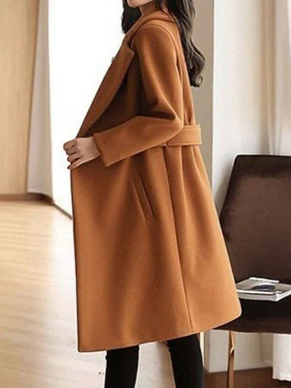 Women's trench coat camel polyester