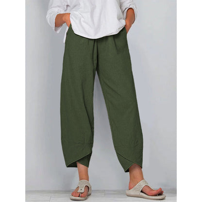 Women's cotton blend trousers