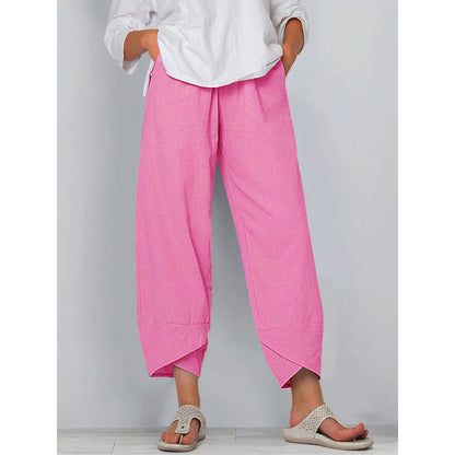 Women's cotton blend trousers