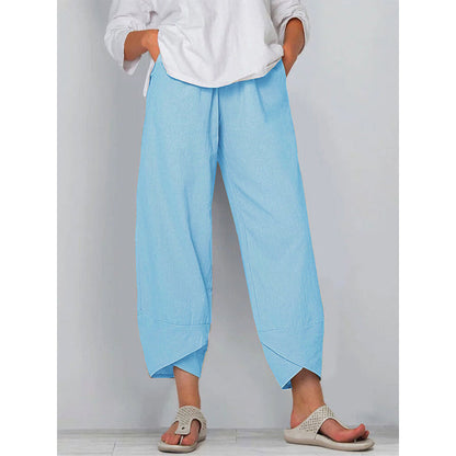 Women's cotton blend trousers