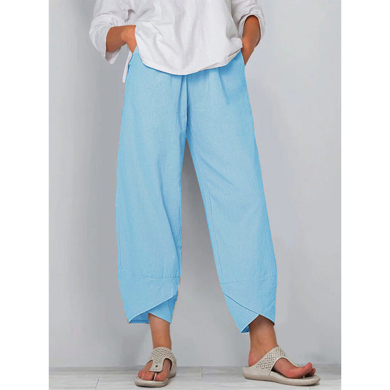 Women's cotton blend trousers