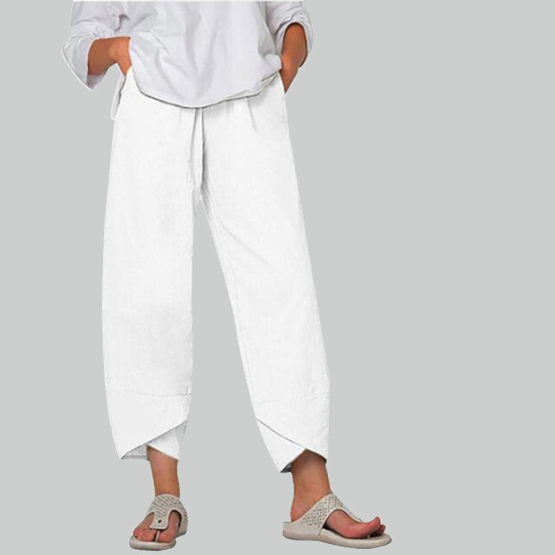 Women's cotton blend trousers