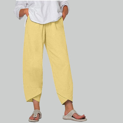 Women's cotton blend trousers