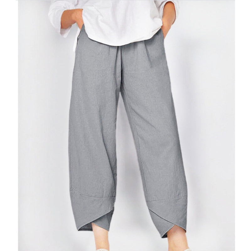 Women's cotton blend trousers