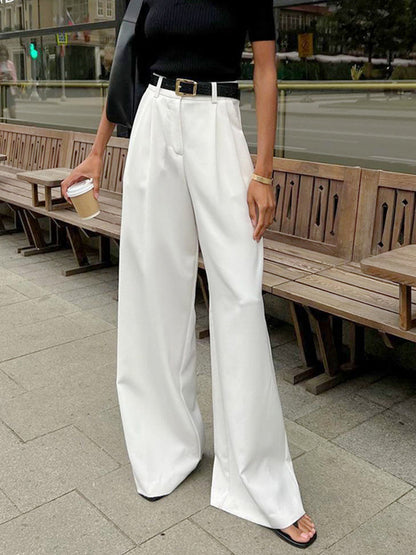 Women's wide trousers - polyester